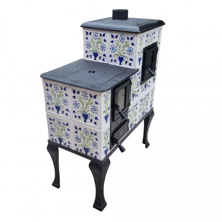 Soba portabila bucatarie, Iza, model placa Castel albastru cu verde [2]