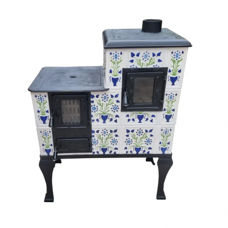 Soba portabila bucatarie, Iza, model placa Castel albastru cu verde [1]