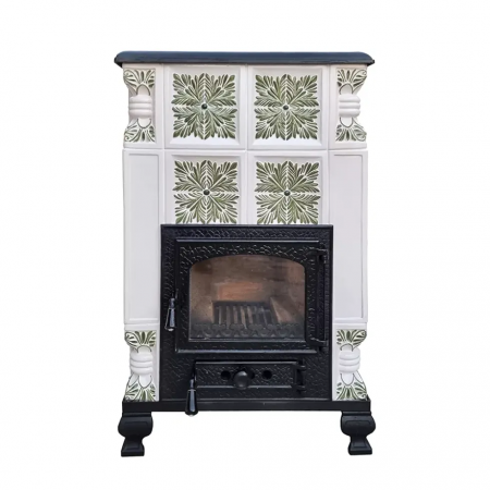 SOBE MOBILE TERACOTĂ - Soba portabila, ROMANE, placă frunze mari combinat, pictat verde