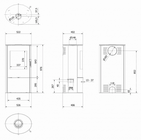 Soba Rollo 7 kW - Negru + Piese Racordare [9]