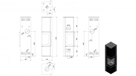 Soba Tora L 8-11kW SAVOIA GRIGIA - cuarz sinterizat [3]