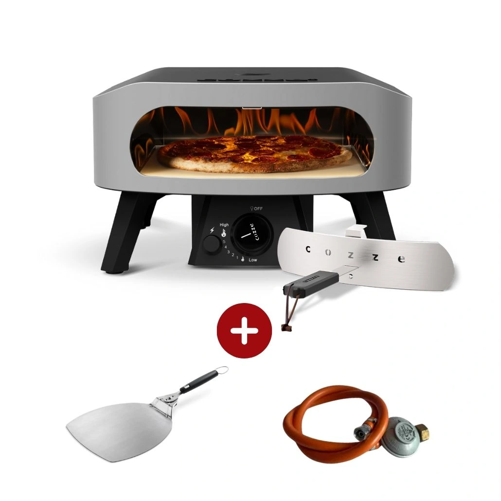 BUCĂTĂRII EXTERIOARE - Starter pack gaz 34cm Cozze Classic cu piatra pizza + regulator gaz