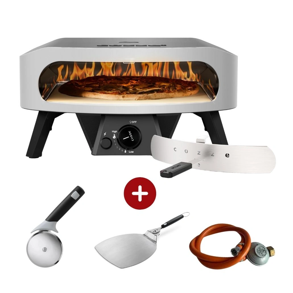 BUCĂTĂRII EXTERIOARE - Starter pack gaz 42.5cm Cozze Classic cu piatra pizza + regulator gaz