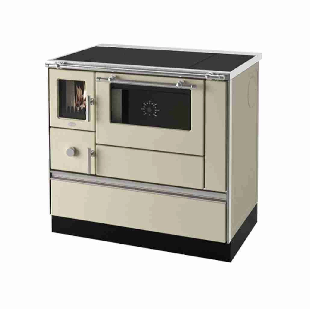 SOBE DE GĂTIT PE LEMNE - Penelope cu plita si cuptor 6.6kw - Crem