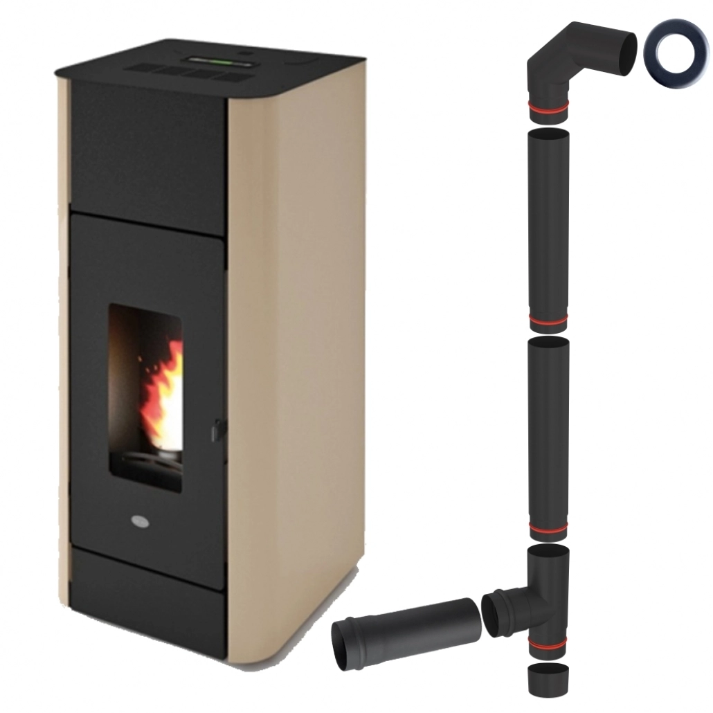 CENTRALE, SOBE & ȘEMINEE PE PELEȚI - TERMOSEMINEU PE PELETI FRIDA 17.5KW - TORTORA + piese racordare