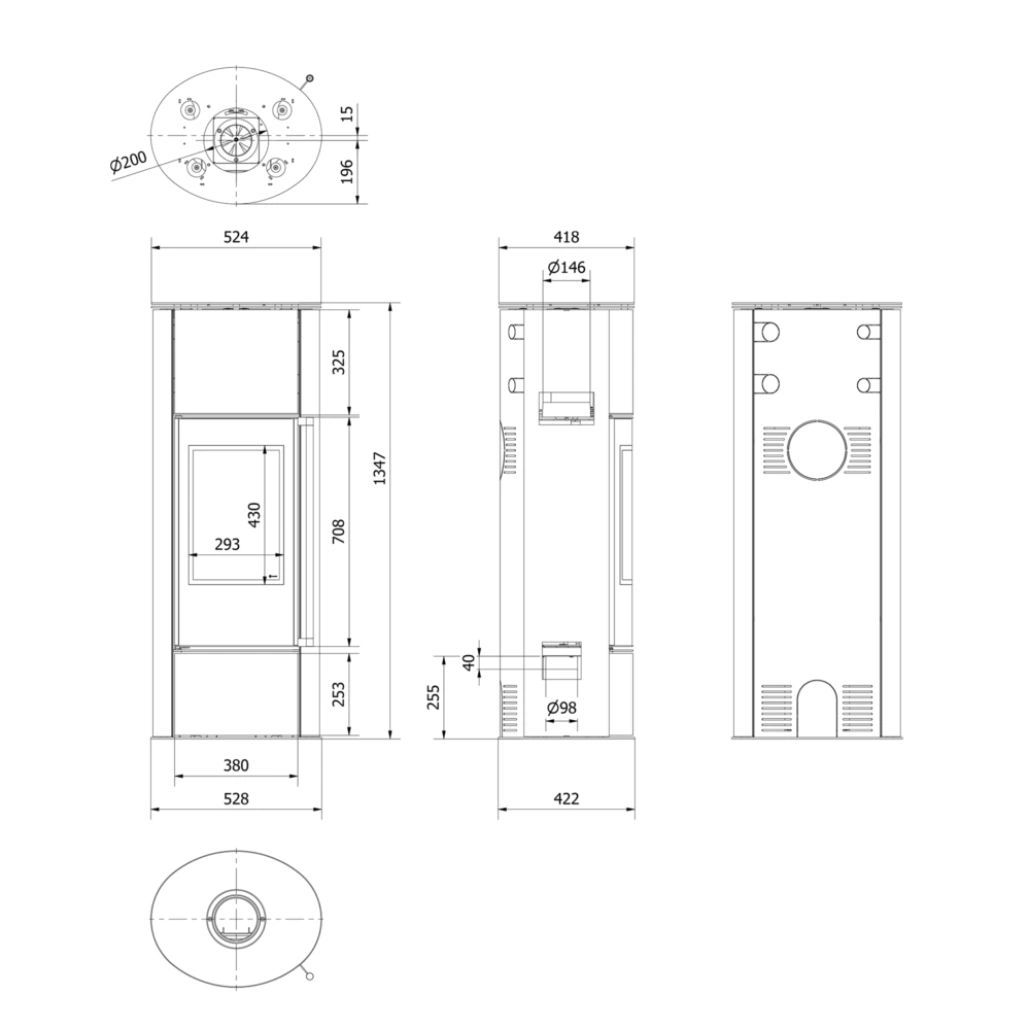 Soba otel Erik High 5.5kW maner lemn - samota neagra + recuperator pe apa [5]