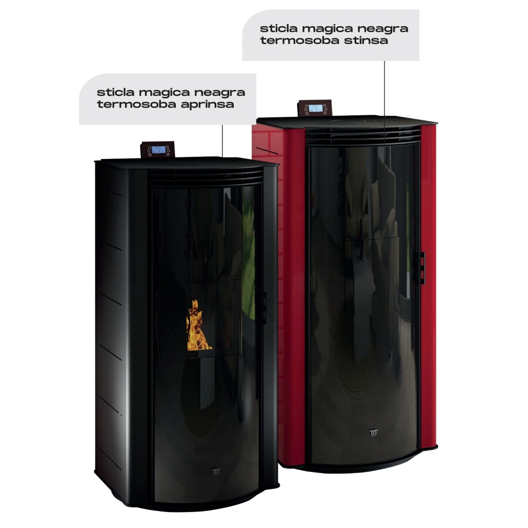 Termosoba peleti PERLA 210 NEGRU - 22kw cu autocuratare & WI-FI [1]