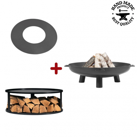 GRATARE PE LEMNE CU PLITA - Vatra BALI cu baza si plita 80 cm