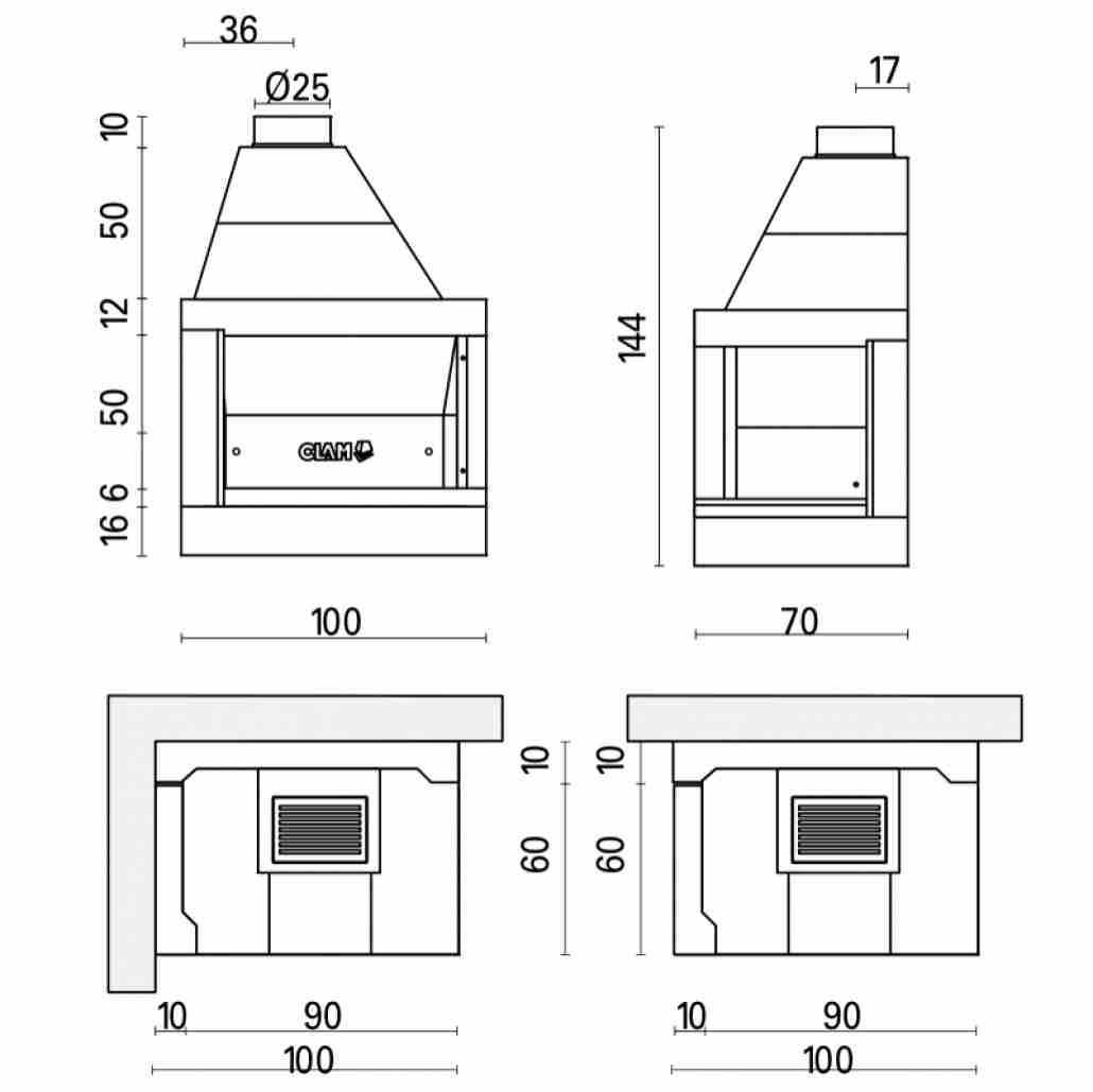 Vatra semineu deschisa colt dreapta - A90 RGH [1]