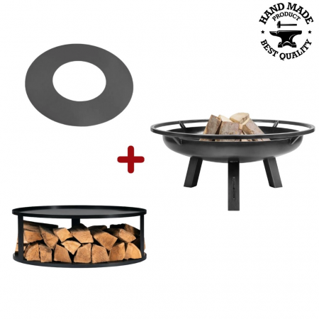 GRATARE PE LEMNE CU PLITA - Vatra PORTO cu baza si plita 80 cm