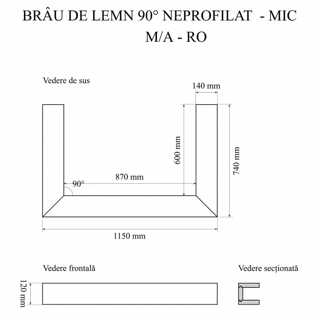 BRAU LEMN 90° DREPT SIMPLU - MIC+ 87x60cm [2]