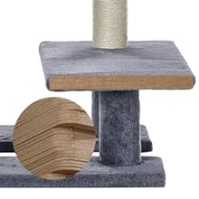 Ansamblu de joaca pentru pisici cu pestera , hamac si 2 platforme , din plus si sisal , inaltime 84 cm , gri inchis [9]