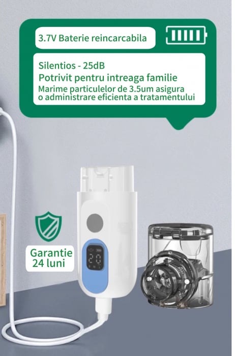 Aparat aerosoli / Nebulizator portabil ultrasonic – tehnologie Mesh  - Eficiență Maximă -Ultra silentios [8]