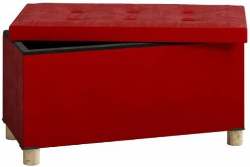 Banca pliabila cu picioare de lemn , spatiu generos de depozitare interior , 40 x  76 x  38 cm , rosu [3]