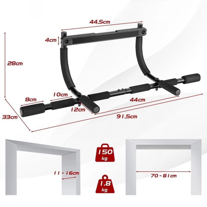 Bara multifunctionala pentru tractiuni multi grip , cu manere de spuma, 91 x 33 x 28 , negru [6]
