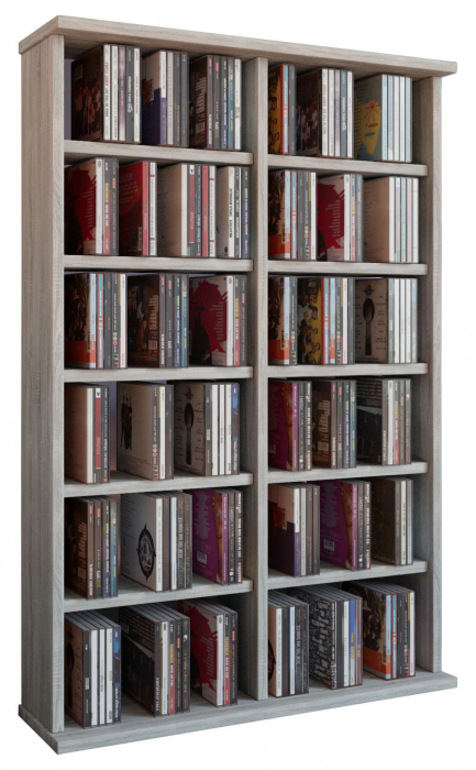 Biblioteca cu 10 polite reglabile , MDF , H 91,5 x L 60 x l 18 cm , sonoma gri [2]
