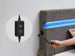 Cadru de pat cu somiera inclus , cu priza USB si Type C integrate,  lumina LED  in 25  variante de culoare si posibilitate de reglare a intensitatii de lumina  cu telecomanda  , tapitat , 2 buzunare l [4]