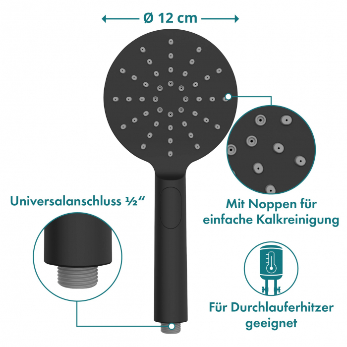 Cap de dus cu 3 functii Wenko , Premium , 12 cm , Negru [8]