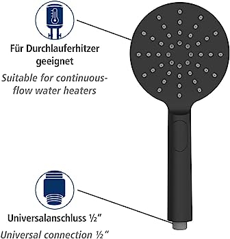 Cap de dus cu 3 functii Wenko , Premium , 12 cm , Negru [5]