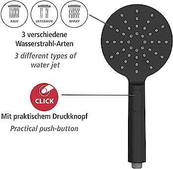 Cap de dus cu 3 functii Wenko , Premium , 12 cm , Negru [4]