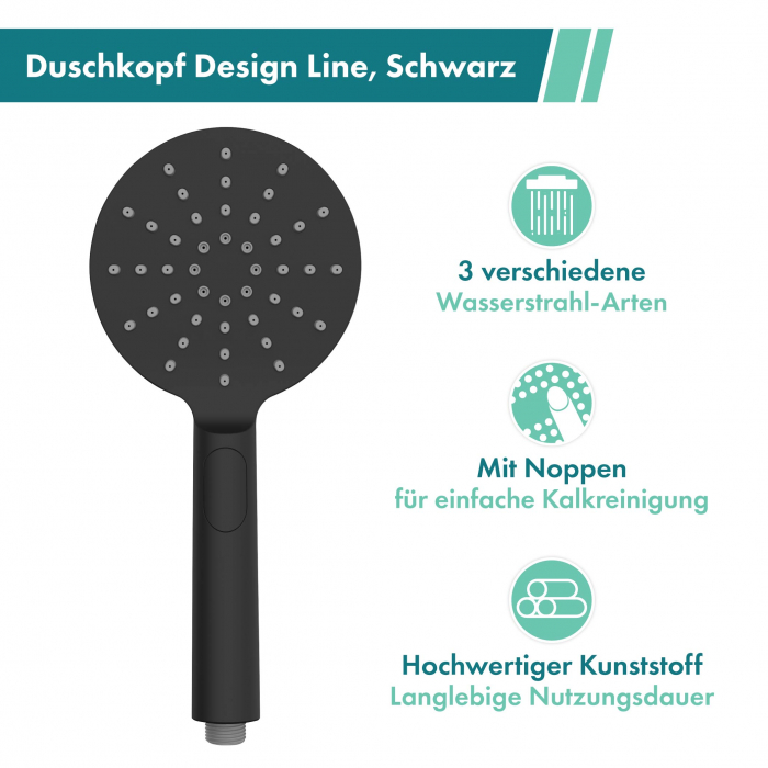 Cap de dus cu 3 functii Wenko , Premium , 12 cm , Negru [7]