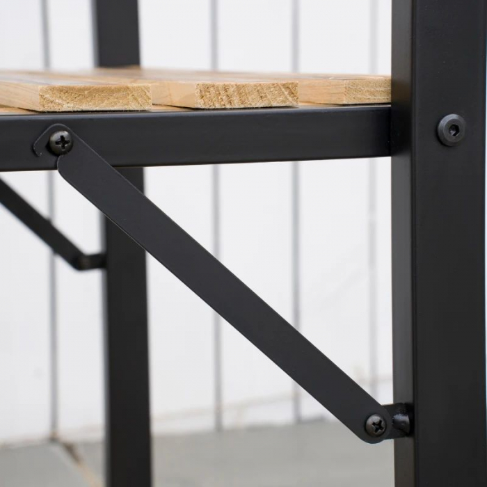 Carucior de servire pentru exterior , cadru metalic pe 3 niveluri , polite din lemn masiv , 79 x 50 x 90 cm , negru/natur [3]