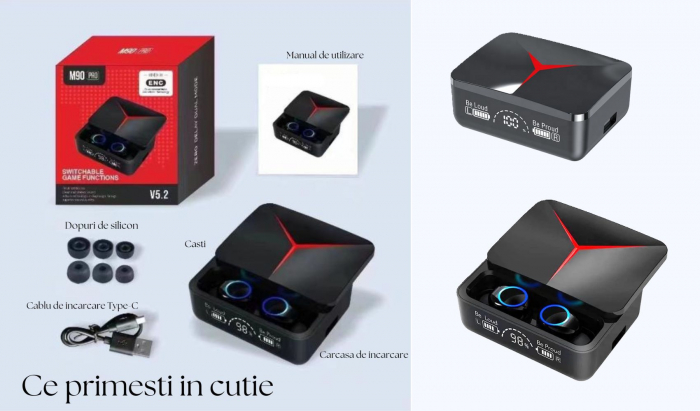 Casti wireless BeatX , buds , fara fir , audio , functie de baterie externa, IPX6 rezistente la apa si transpiratie , functie Noise Cancelling, TWS , autonomie 8 ore , carcasa cu inchidere magnetica , [8]