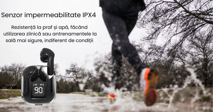 Casti wireless bluetooth, VivaClear , Audio , Fara fir, Afisaj Digital, Bluetooth 5.3, Rezistente la apa , Microfon dual cu ENC – Anularea zgomotului exterior, USB-C, control touch, compatibilitate un [17]