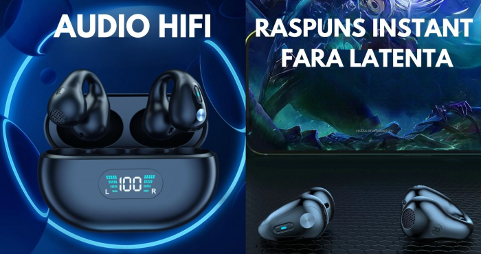 Casti wireless on ear  AirFit , fara fir , audio , Bluetooth 5.3, HiFi Sunet premium , Functie anulare zgomot exterior, Control tactil , rezistente la apa , autonomie 10 ore , compatibilitate universa [4]