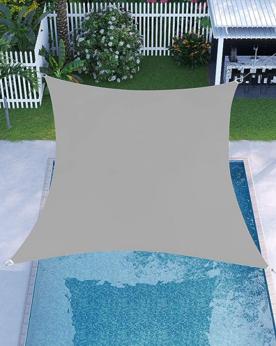 Copertina pentru grădină, terasă, camping,   2 x 3 m, rezistent la apă până la 1000 mm, 93% protecție UV, din poliester rezistent la rupere, rezistent la intemperii, , gri fumuriu [9]