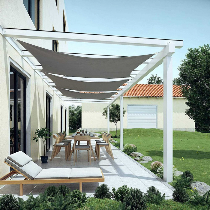 Copertina pentru grădină, terasă, camping,   2 x 3 m, rezistent la apă până la 1000 mm, 93% protecție UV, din poliester rezistent la rupere, rezistent la intemperii, , gri fumuriu [4]