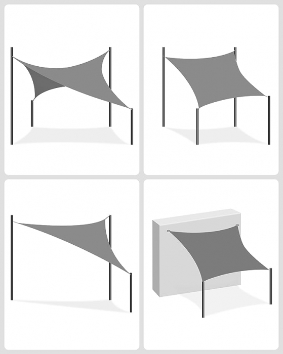 Copertina pentru grădină, terasă, camping,   2 x 3 m, rezistent la apă până la 1000 mm, 93% protecție UV, din poliester rezistent la rupere, rezistent la intemperii, , gri fumuriu [8]