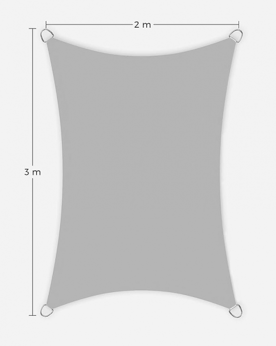 Copertina pentru grădină, terasă, camping,   2 x 3 m, rezistent la apă până la 1000 mm, 93% protecție UV, din poliester rezistent la rupere, rezistent la intemperii, , gri fumuriu [6]