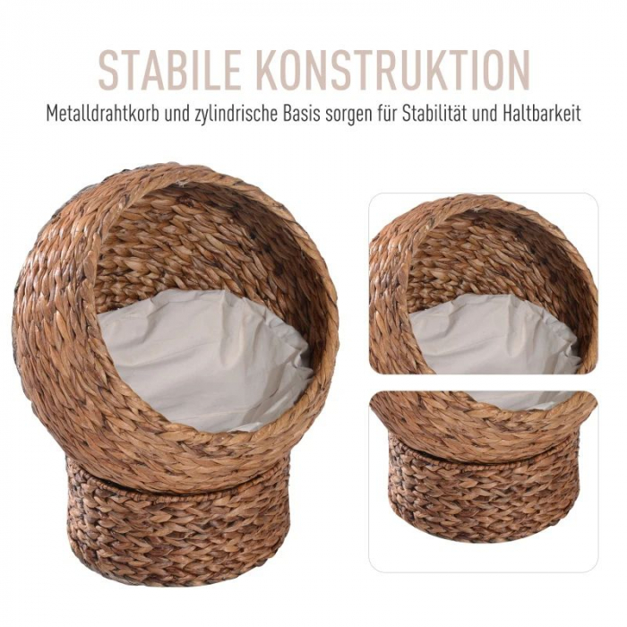 Cosulet pentru pisici impletit din frunze de bananier , L 42 x L 33 x H 52 cm , natur [7]