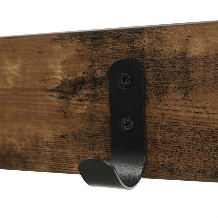 Cuier pentru haine cu banca , inaltime 175 cm, stil industrial , Nuc/Negru [6]