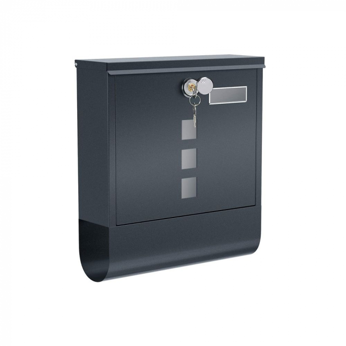 Cutie postala metalica cu suport pentru ziar/reviste , incuietoare , 30,5 x 9,5 x 33,3 cm Negru [3]