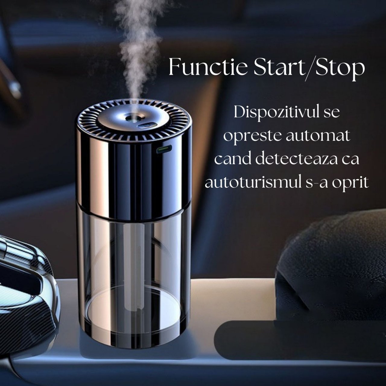 Difuzor smart aromaterapie cu proiector stele, alimentare USB sau baterie reîncărcabilă, neutralizare mirosuri, functie de oprire automata, pentru masina sau casa , 3 intervale de pulverizare , contro [3]