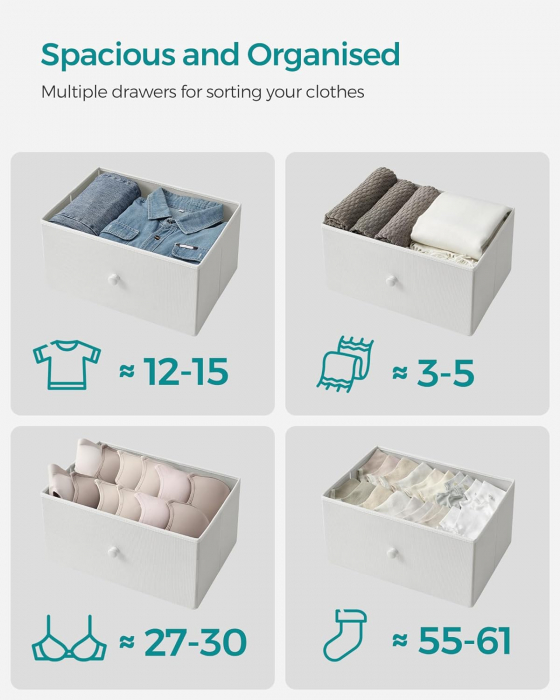 Dulap de depozitare cu 4 sertare , MDF , manere din lemn  , 30 x 45 x 91,7 cm , alb/stejar [9]