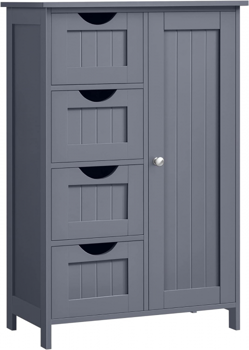 Dulap de depozitare din MDF cu rafturi reglabile , 4 sertare , 30 x 55 x 82 cm , gri [2]
