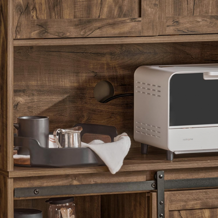 Dulap de depozitare inalt cu usi culisante , MDF , L 80 × D 34 × H 170cm , maro [8]