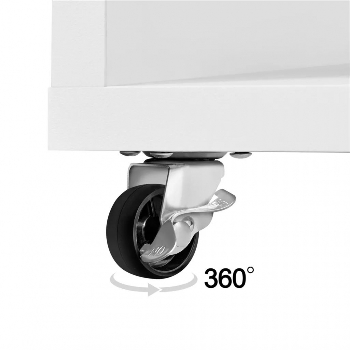 Dulap de depozitare pentru birou cu incuietoare tip rollbox , portabil , 3 sertare , 2 rafturi , rezistent la apa si zgarieturi , 80 cm × 40 cm× 65,5 cm,  Mdf , alb [6]