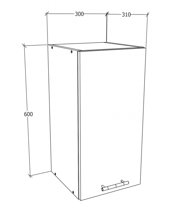Dulap de depozitare suspendat , cu polita interioara , PAL , 60 x 30 x 30 cm , alb [2]