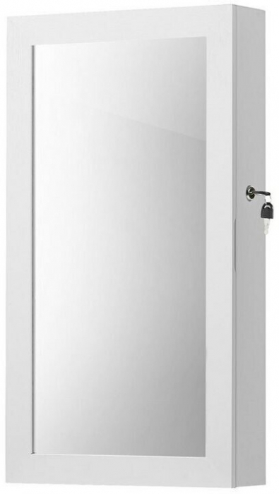 Dulap suspendat cu oglinda pentru organizarea bijuteriilor , MDF , 37 x 10 x 67 cm , alb [2]