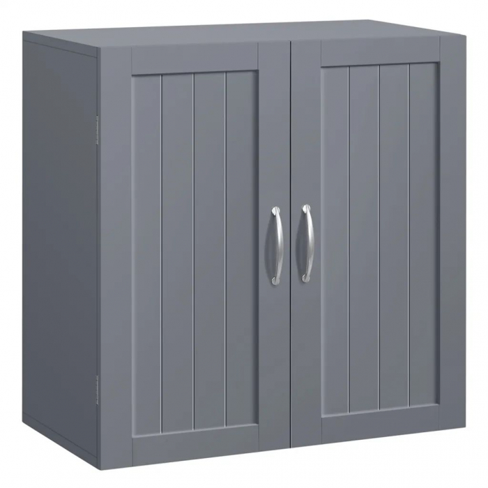 Dulap suspendat de baie , 2 usi , rezistent la umezeala , MDF , 59,5 x 31 x 59,5 cm , gri [2]