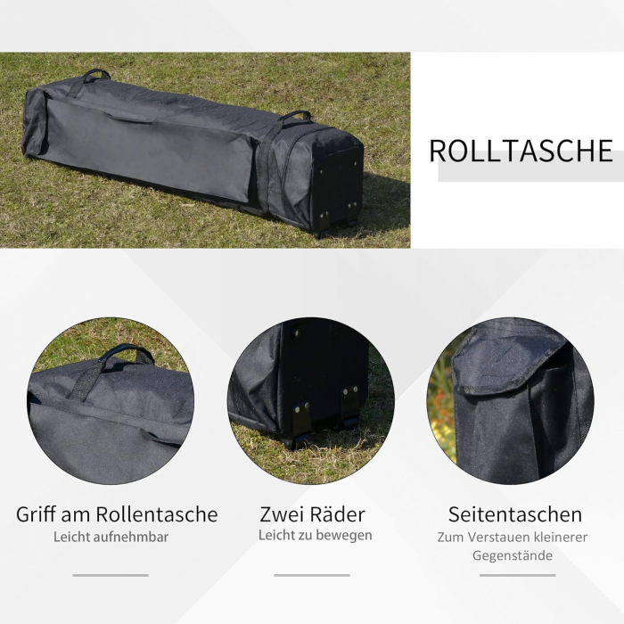 Foisor pliabil si portabil , cu plase de protectie si geanta de transport cu roti , 3,64 x 3,64 x 2,94 m , negru/maro [7]