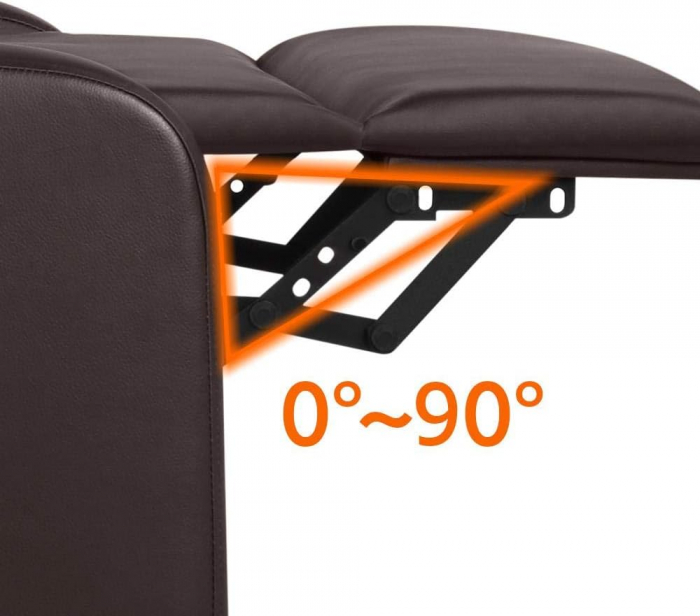 Fotoliu cu suport pentru picioare reglabil , spatar reglabil din spuma densa , 67 x 85 x 99.5  cm , piele ecologica , maro [6]