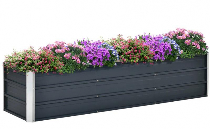 Jardiniera / Pat inaltat din otel pentru exterior , cu manusi si marcatoare incluse , 183 x 47 x 40 cm , gri [4]