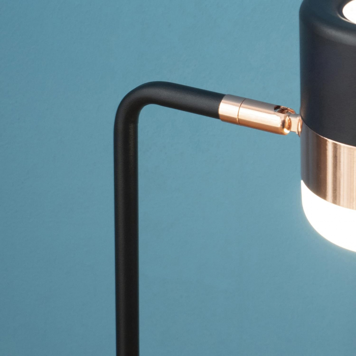 Lampa de masa LED , reglabila 90 de grade , stil industrial , 27 x 24 x 51 cm , metal , negru + auriu [7]