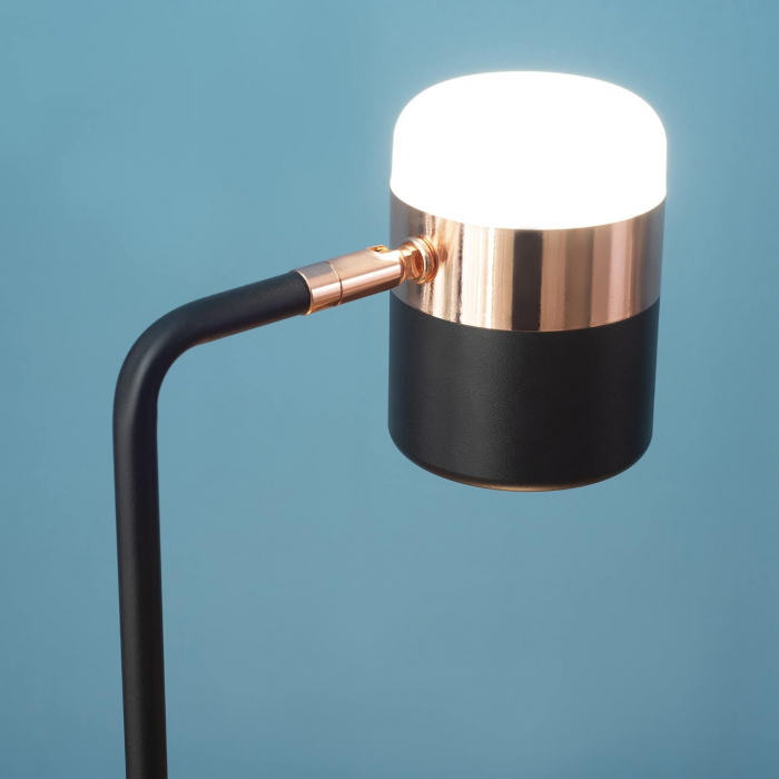 Lampa de masa LED , reglabila 90 de grade , stil industrial , 27 x 24 x 51 cm , metal , negru + auriu [6]