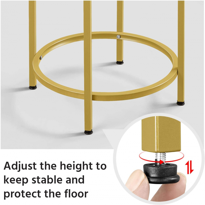 Masa de cafea pentru living , cadru metalic auriu, blat sticla securizata , 41 cm diametru , 61 cm inaltime , metal ,auriu [6]